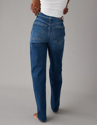 AE Super High-Waisted Baggy Wide-Leg Cuffed Ripped Jean