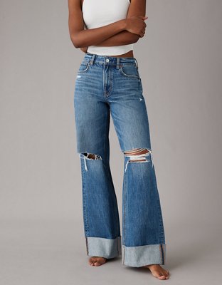 Buy AE Super High-Waisted Baggy Wide-Leg Jean online