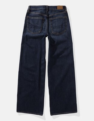 AE Super High-Waisted Wide-Leg Jean holgado stretch con drapeado de ensueño