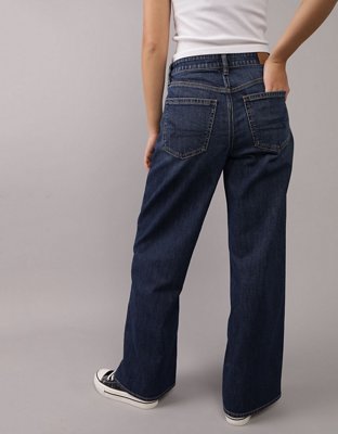 AE Super High-Waisted Wide-Leg Jean holgado stretch con drapeado de ensueño