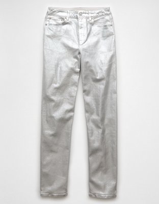 AE Stretch Metallic Super High-Waisted Baggy Straight Jean