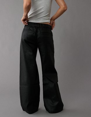 AE Stretch High-Waisted Ultra Wide-Leg Coated Trouser Jean