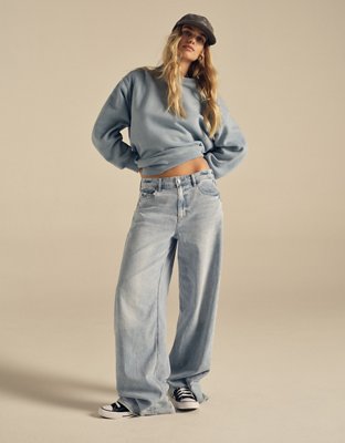AE Dreamy Drape Stretch Super High Waisted Baggy Wide Leg Jean
