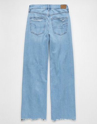 AE Dreamy Drape Stretch Super High-Waisted Baggy Wide-Leg Ripped Jean