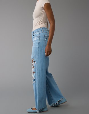 AE Dreamy Drape Stretch Ripped Super High-Waisted Baggy Wide-Leg Jean