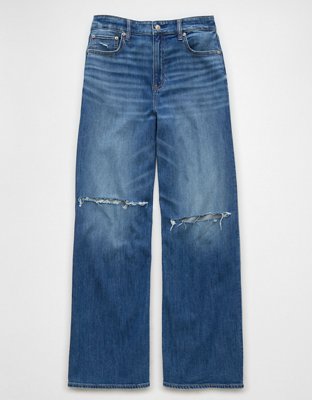 AE Dreamy Drape Stretch Super High-Waisted Baggy Wide-Leg Ripped Jean