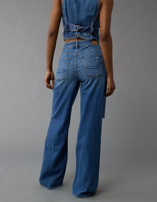 AE Dreamy Drape Stretch Super High-Waisted Baggy Wide-Leg Ripped Jean