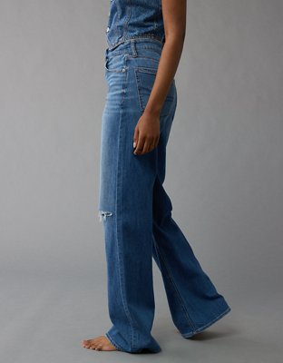 AE Dreamy Drape Stretch Ripped Super High-Waisted Baggy Wide-Leg Jean