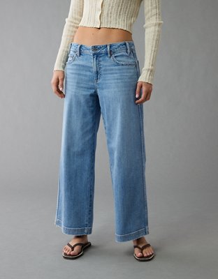 AE Stretch Low-Rise Baggy Wide-Leg Crop Jean