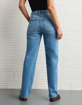 Jean droit ample à taille très haute extensible et rigide AE