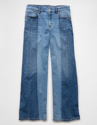 AE Stretch Low-Rise Ultra Wide-Leg Jean con Retazos
