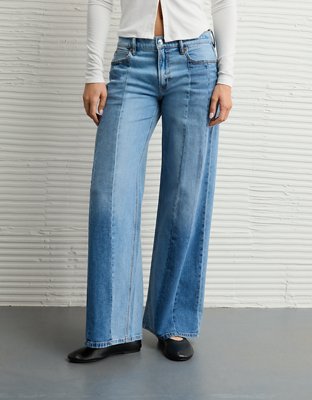 AE Stretch Patchwork Low-Rise Ultra Wide-Leg Jean
