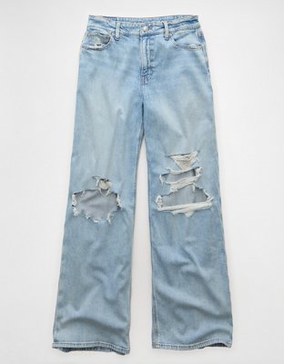AE Dreamy Drapey Stretch Ripped Super High-Waisted Baggy Wide-Leg Jean
