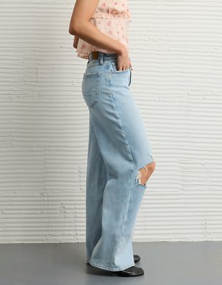 AE Dreamy Drapey Stretch Ripped Super High-Waisted Baggy Wide-Leg Jean