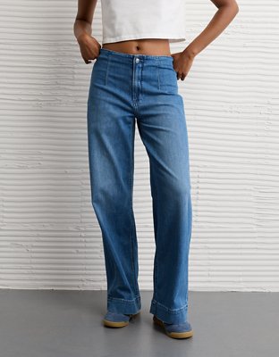 Jean ample à jambe large à taille très haute extensible Drapé de rêve AE