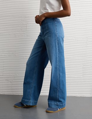 Jean ample à jambe large taille très haute extensible Drapé de rêve AE