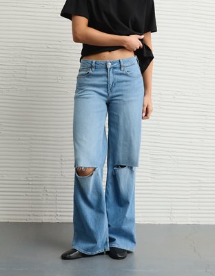 AE Dreamy Drape Stretch Ripped Low-Rise Baggy Wide-Leg Jean