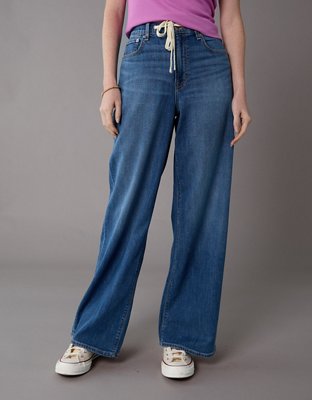 AE Dreamy Drapey Stretch Super High-Waisted Baggy Wide-Leg Jean