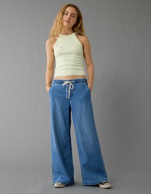 AE Stretch Low-Rise Ultra Wide-Leg Pull-On Jean