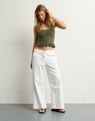 Jean à ceinture élastique à jambe très large et taille basse extensible AE