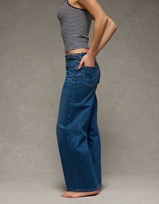 Женские джинсы American Eagle AE Low-Rise Baggy Wide-Leg, цвет: Tinted Medium — фото 5