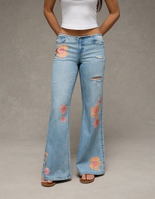 AE Dreamy Drape Stretch Super Low-Rise Baggy Flare Jean from American Eagle - $79.95