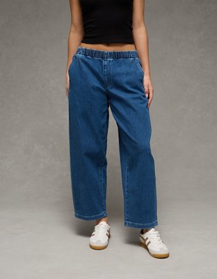 AE Dreamy Drape Stretch Low-Rise Pull-On Baggy Jean