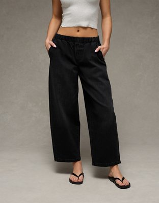 AE Stretch Low-Rise Pull-On Barrel Jean