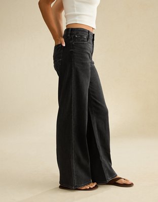 Женские джинсы American Eagle AE Super High-Waisted Baggy Wide-Leg, цвет: Чёрный — фото 5