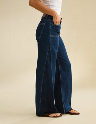 AE Super High-Waisted Baggy Wide-Leg Jean — Dark Wash by American Eagle