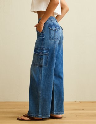 AE Low-Rise Cargo Baggy Ultra-Wide Leg Jean