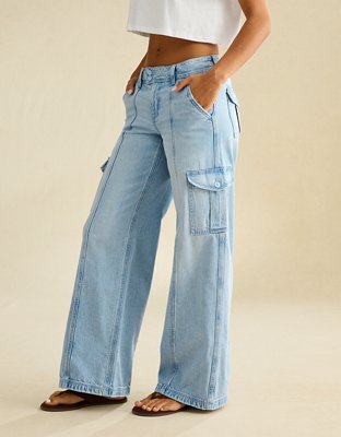 AE Low-Rise Cargo Baggy Ultra-Wide Leg Jean