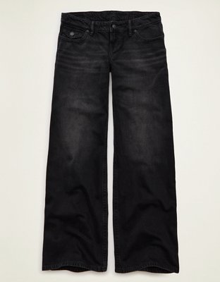 AE Lowest-Rise Baggy Wide-Leg Jean — Black by American Eagle