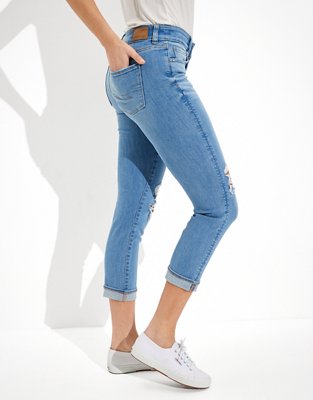 Женские джинсы American Eagle AE Ne(x)t Level Ripped Low-Rise Artist Crop Jean — фото 4