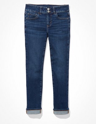 Buy AE Strigid Super High-Waisted Baggy Straight Embellished Jean online