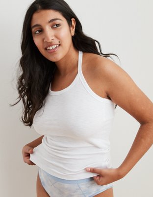 white ribbed halter top