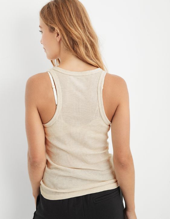 Aerie No BS Waffle Henley Tank Top