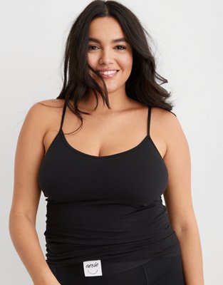 Aerie Offline by Cropped Tank with Built In Bra Gingham Stretch Womens Tan  XXL - $20 - From Madeline