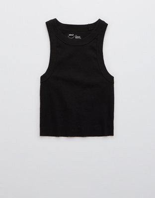 aerie, Tops, Small Aerie Ribbed Tank Top Knot Tie Bottom Front Black