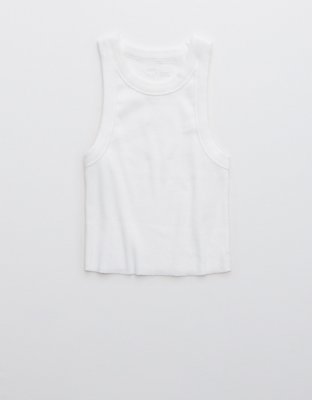 Bright White White Graphic Rib Heart Tank Top