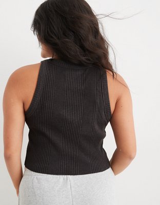 Aerie Free Spirit Top sin Mangas Texturizado en Punto Elástico