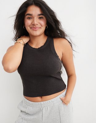 Stay Chill Black Ribbed Cropped Cami