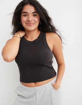 Aerie Free Spirit Top sin Mangas Texturizado en Punto Elástico