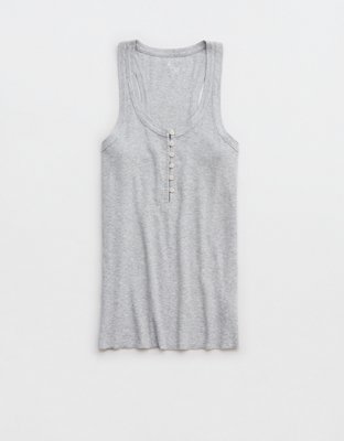 Aerie No BS Top sin Mangas con Cuello Henley