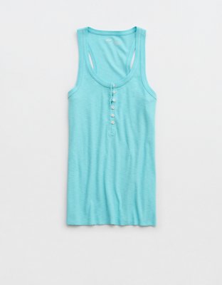 Aerie No BS Top sin Mangas con Cuello Henley