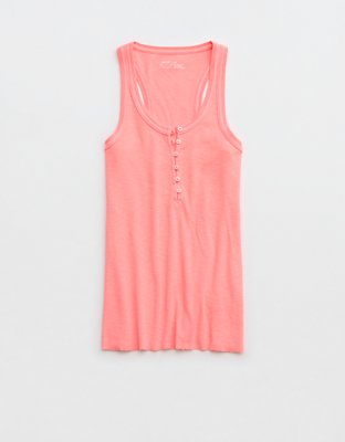 Aerie No BS Top sin Mangas con Cuello Henley