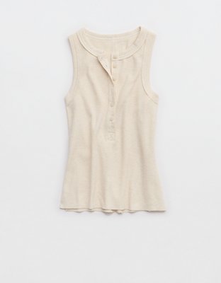 Aerie Unwind Waffle Henley Tank Top