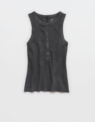 Aerie Unwind Waffle Henley Tank Top