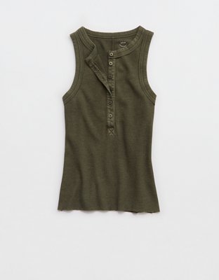 Aerie Unwind Waffle Henley Tank Top