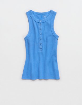 Женский топ Aerie Unwind Waffle Henley, цвет: Синий — фото 3